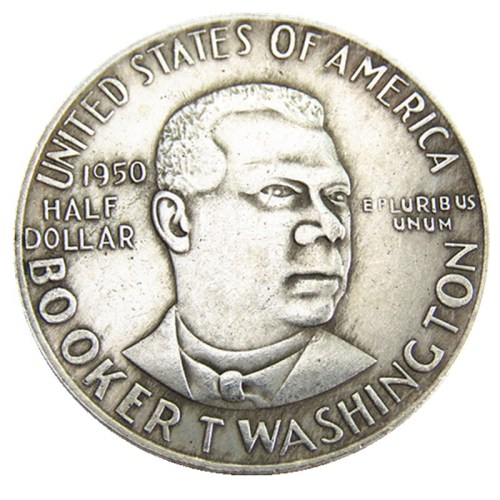 US 1950 PSD 50C Booker T. Washington Half Dollar Silver Plated Copy Coin