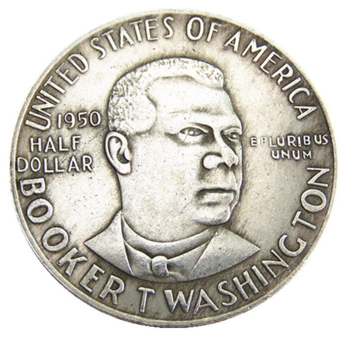 US 1950 PSD 50C Booker T. Washington Half Dollar Silver Plated Copy Coin