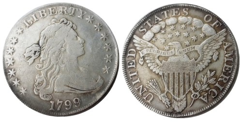 US 1799 Draped Bust Dollar Heraldic Eagle Silver Plated Copy Coins