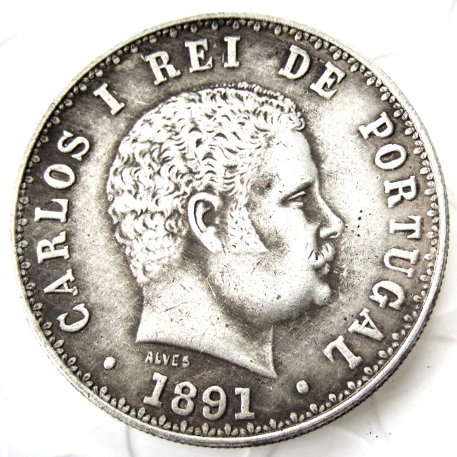 PORTUGAL 1891 500 REIS CARLOS I Silver Plated Copy Coins