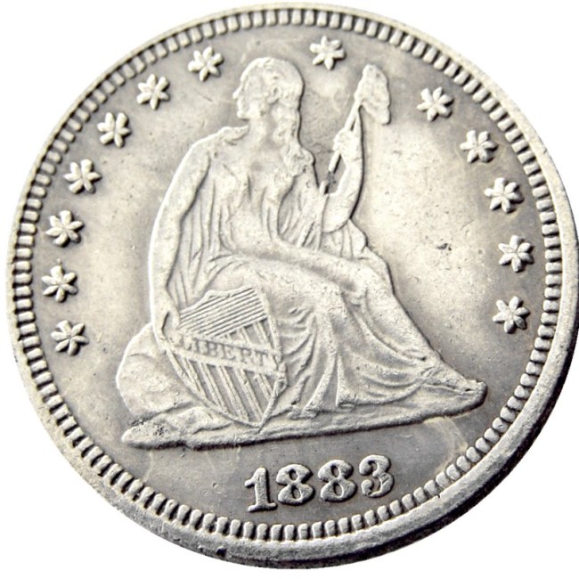 US 1883 SEATED LIBERTY QUARTER DOLLARS With Motto Silver Plated Coins COPY