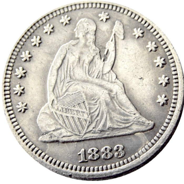 US 1883 SEATED LIBERTY QUARTER DOLLARS With Motto Silver Plated Coins COPY