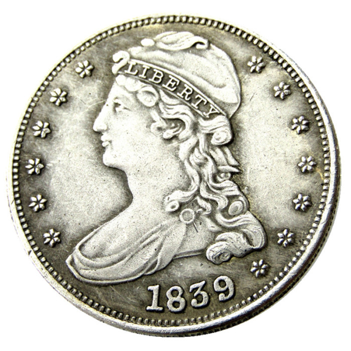 US 1839 Capped Bust Half Dollar Silver Plated Copy Coin