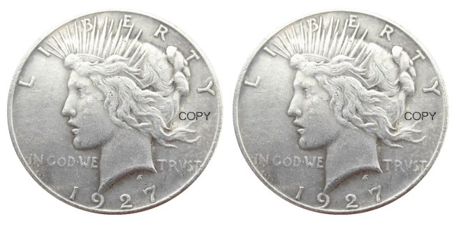 US 1927/1927 Peace Dollar Two Faces Silver Plated Copy Coin