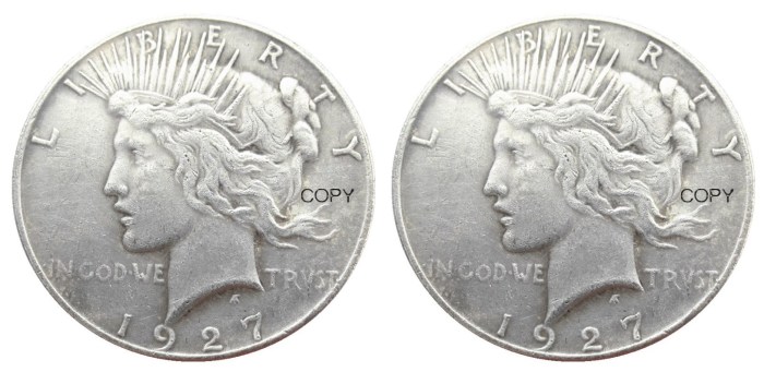 US 1927/1927 Peace Dollar Two Faces Silver Plated Copy Coin