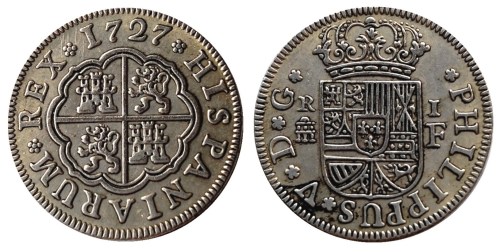 Spain Resl 1727-1738 6PCS Silver Plated Copy Coins