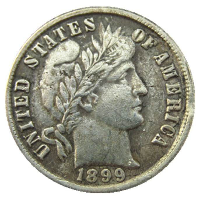 US 1899 P/S/O Barber Dime Silver Plated Copy Coin