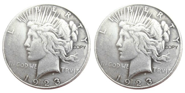 US 1923/1923 Peace Dollar Two Faces Silver Plated Copy Coin