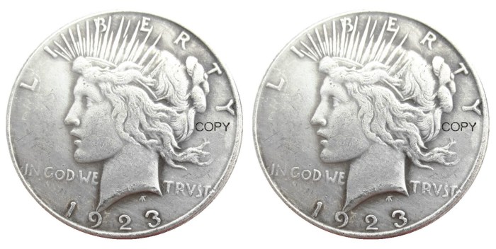US 1923/1923 Peace Dollar Two Faces Silver Plated Copy Coin