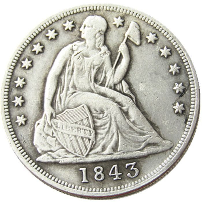 US Whole Set Of(1840-1873) -P-S-O-CC 46PCS Seated Liberty Dollar Silver Plated Copy Coins