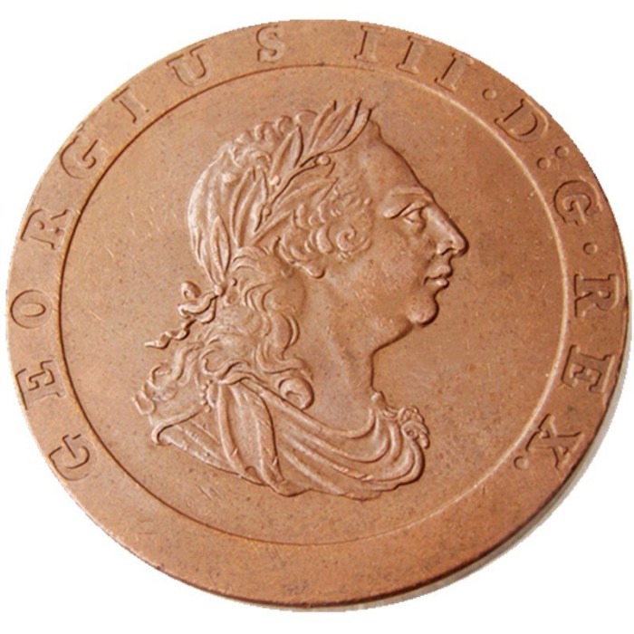 GEORGE III CARTWHEEL TWOPENCE,1797 Copper Copy Coin