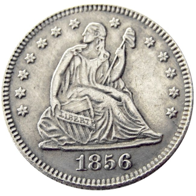 US 1856 P/O/S SEATED LIBERTY QUARTER DOLLARS Silver Plated Coins COPY