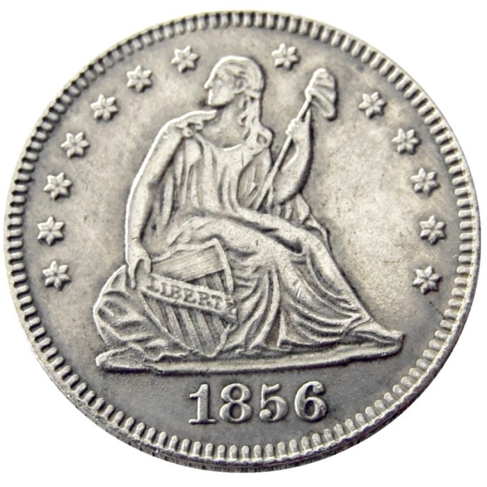 US 1856 P/O/S SEATED LIBERTY QUARTER DOLLARS Silver Plated Coins COPY
