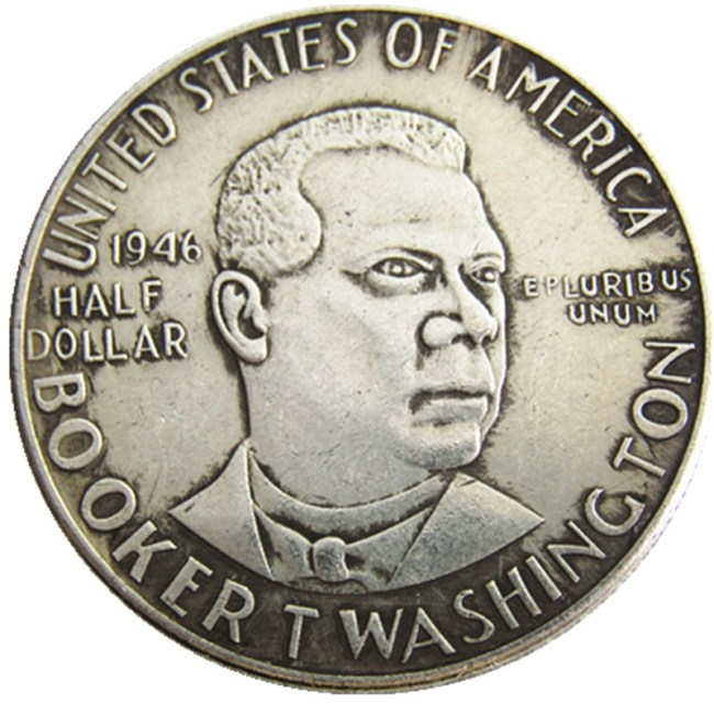 US 1946 PSD 50C Booker T. Washington Half Dollar Silver Plated Copy Coin