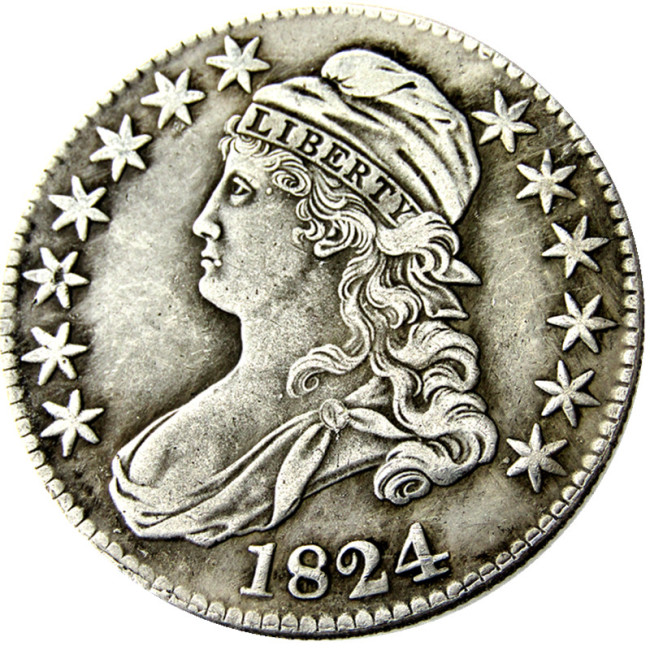 US 1824 Capped Bust Half Dollar Silver Plated Copy Coin