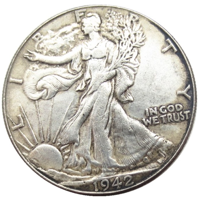 US 1942 Walking Liberty Half Dollar Silver Plated Copy Coins