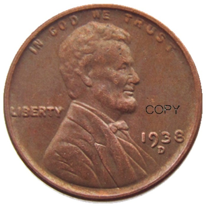 US 1938-P-S-D Lincoln Penny Cent 100% Copper Copy Coin