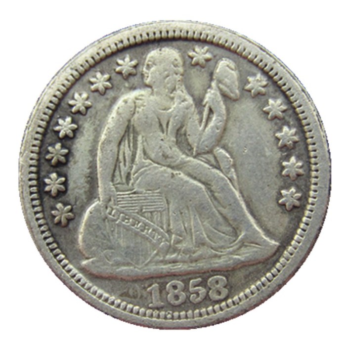 US 1858 P/S Liberty Seated Dime Silver Plated Copy Coin