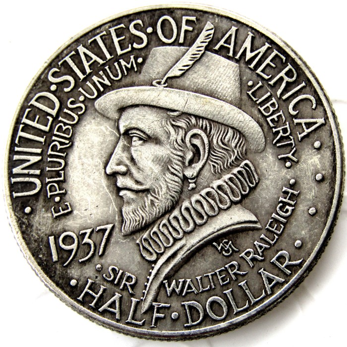 US 1937 Roanoke Commemorative Half Dollars Silver Plated Copy Coins
