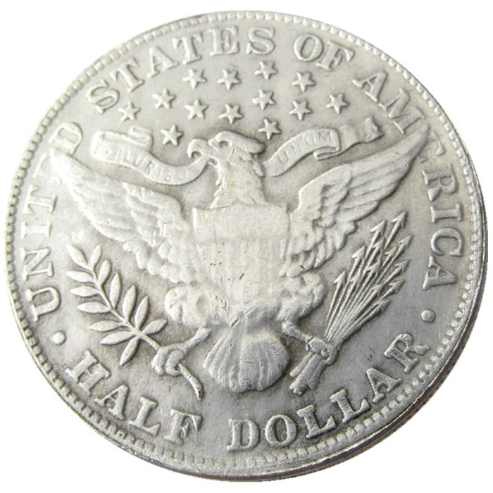 US 1900 P-S-O Barber Half Dollar Silver Plated Copy Coins