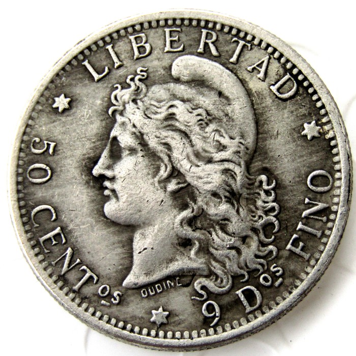 1883 Argentina Half Dollar Silver Plated Copy Coin