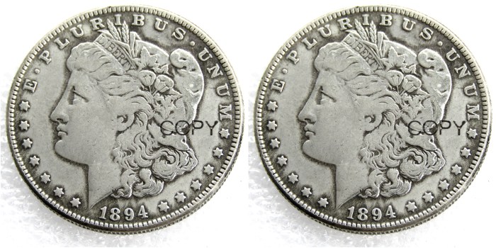 US 1894/1894 Morgan Dollar Two Faces Silver Plated Copy Coin