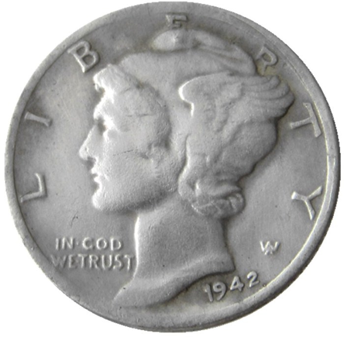 US 1942 P/S/D Mercury Dime Silver Plated Copy Coin
