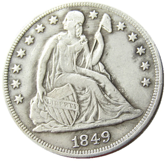 US 1849 Seated Liberty Dollar Silver Plated Copy Coin