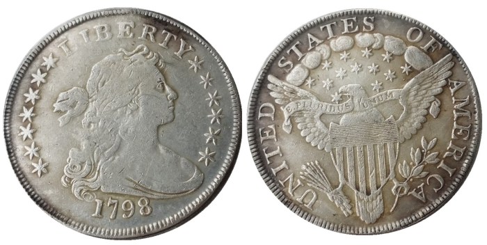 US 1798 Draped Bust Dollar Heraldic Eagle Silver Plated Copy Coins