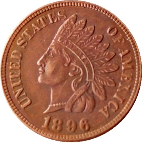 US 1896 Indian Cent 100% Copper Copy Coin