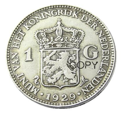 Netherlands,1929 1 Gulden Wilhelmina I Silver Plated Copy Decorative Coin