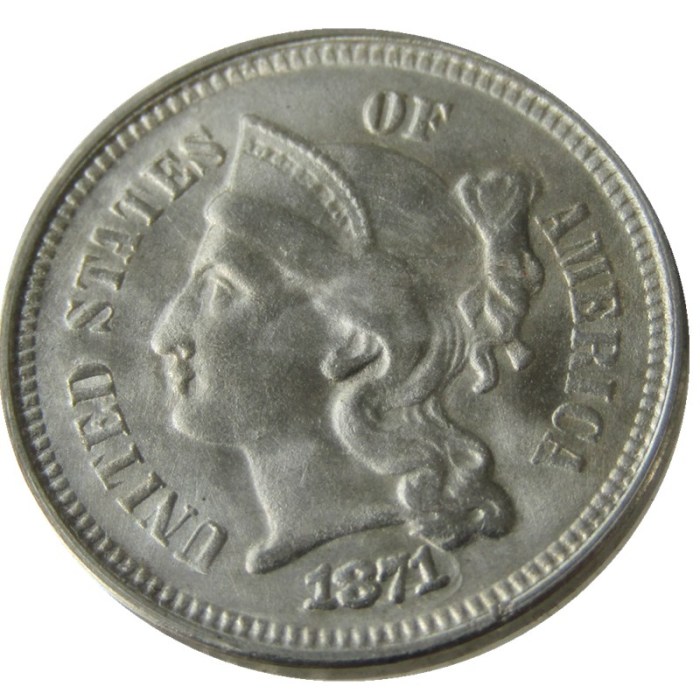 US 1871 Three Cents Nickel Copy Coin