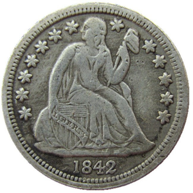 US 1842 P/S Liberty Seated Dime Silver Plated Copy Coin