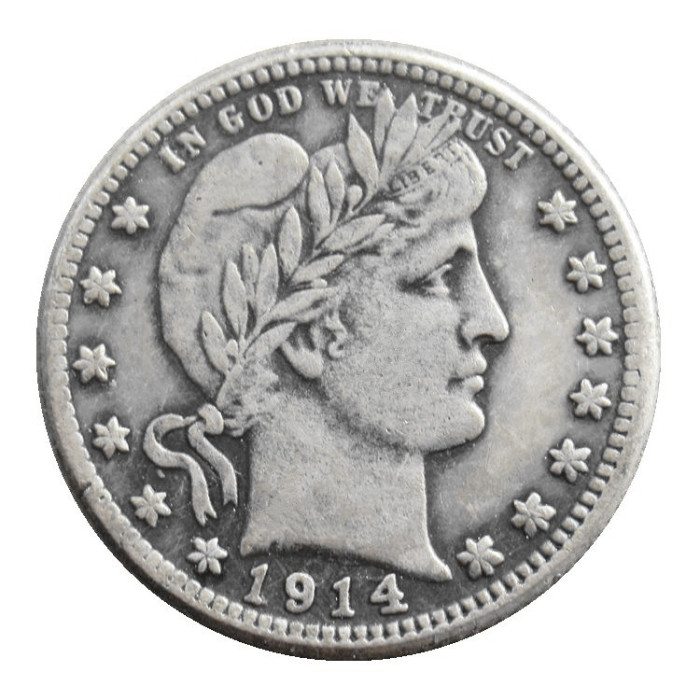 US 1914 P/D/S Barber Quarter Dollar Silver Plated Coins COPY
