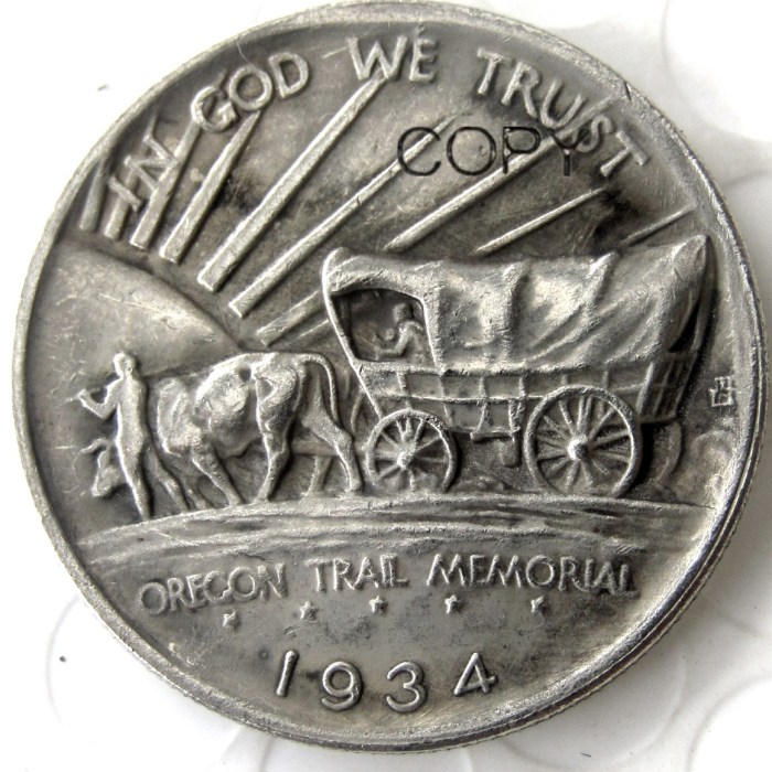 US 1934D Oregon Half Dollar Commemorative Silver Plated Copy Coin