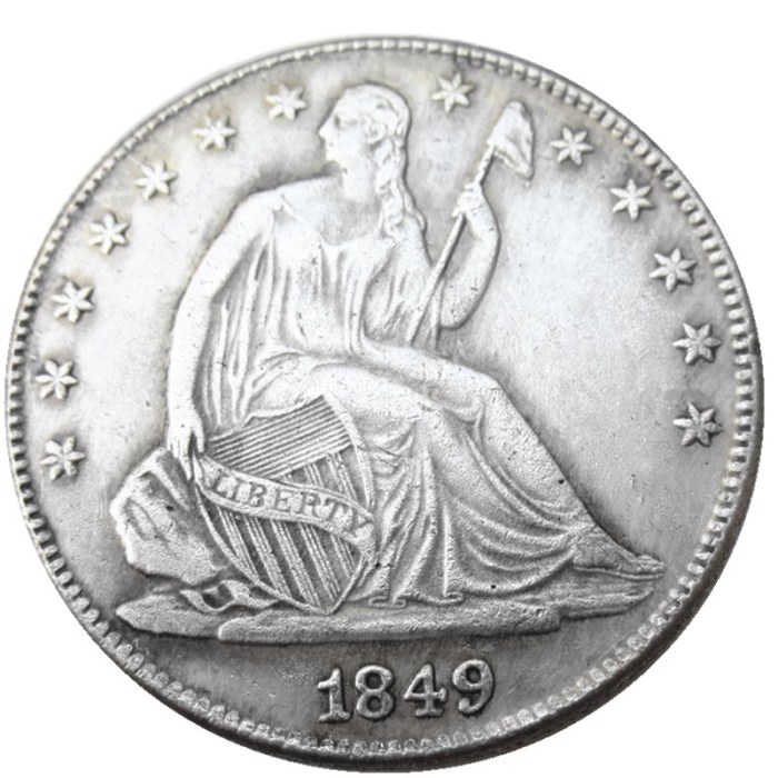 US 1849P/O Liberty Seated Half Dollar Silver Plated Copy Coins
