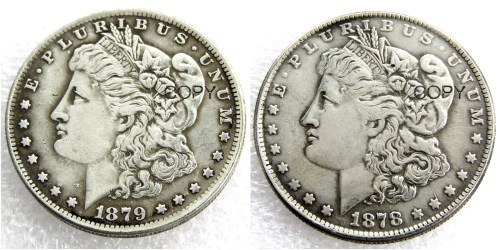 US 1878/1879 Morgan Dollar Two Faces Silver Plated Copy Coin