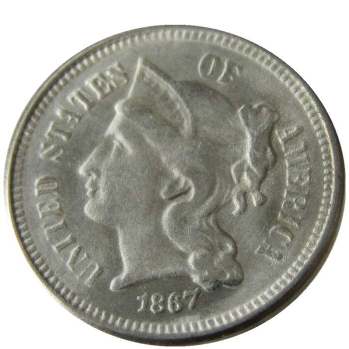 US 1867 Three Cents Nickel Copy Coin