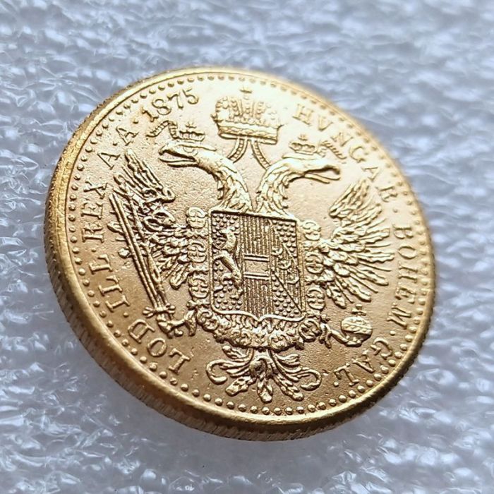 Austria 1 Ducat - Franz Joseph I 1874 - 1915 Diameter 20MM Brass Gold-Plated Coins COPY