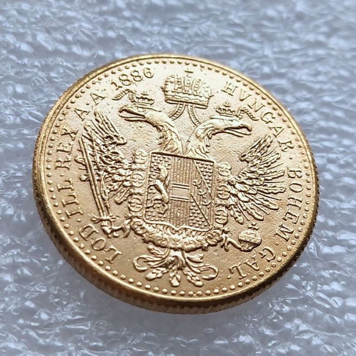 Austria 1 Ducat - Franz Joseph I 1874 - 1915 Diameter 20MM Brass Gold-Plated Coins COPY