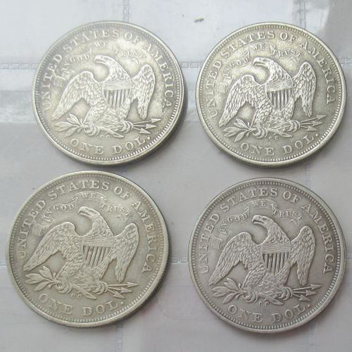 Copy US 1870-1873 CC 4pcs/lot Seated Liberty Dollar Silver Plated Copy Coin