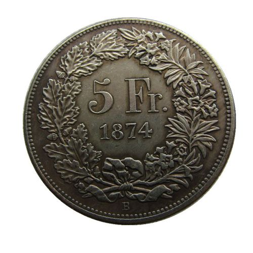 1874 Switzerland 5 Francs Silver Plated Copy Coin(37mm)