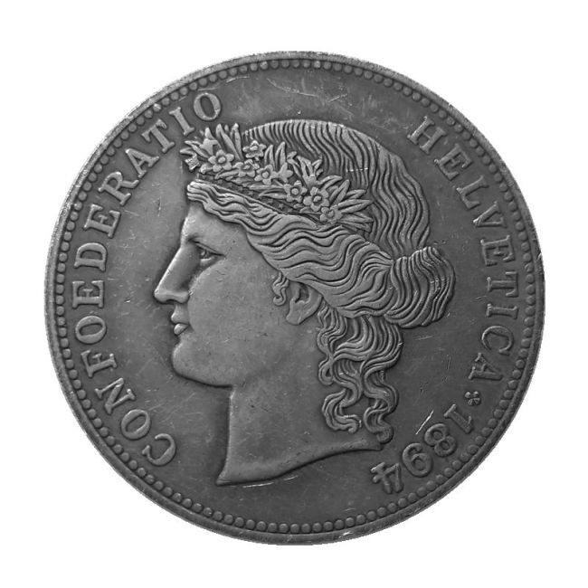 1894 Switzerland 5 Francs Silver Plated Copy Coin(37mm)