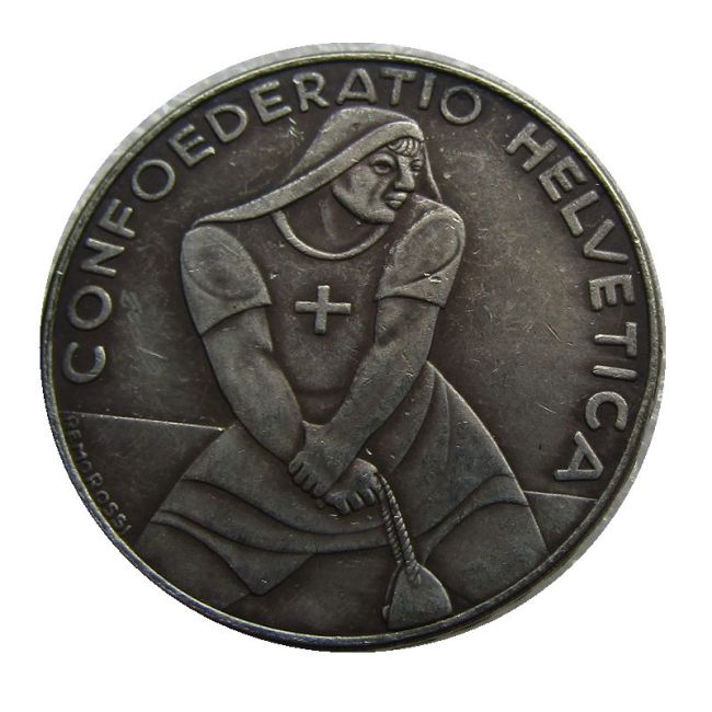 1939 Switzerland 5 Francs Silver Plated Copy Coin(37mm)