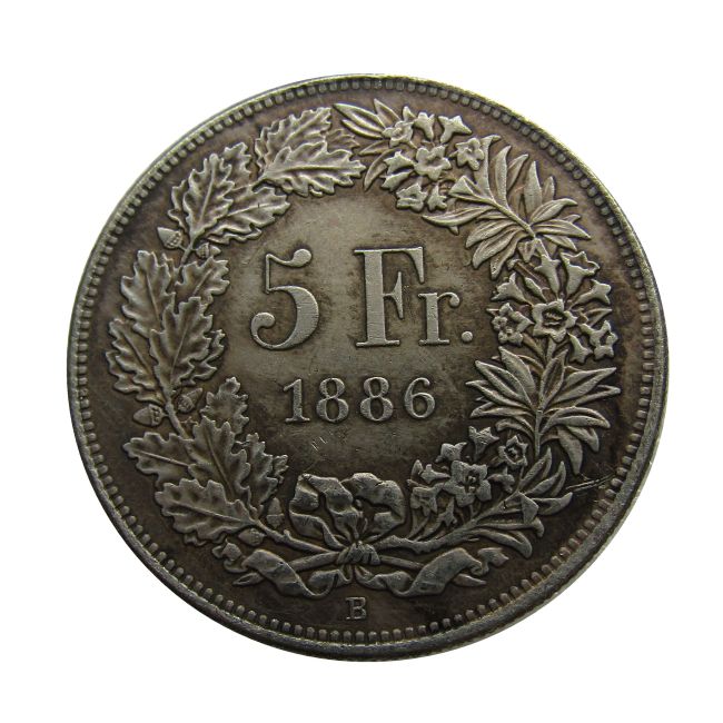 1886 Switzerland 5 Francs Silver Plated Copy Coin(37mm)