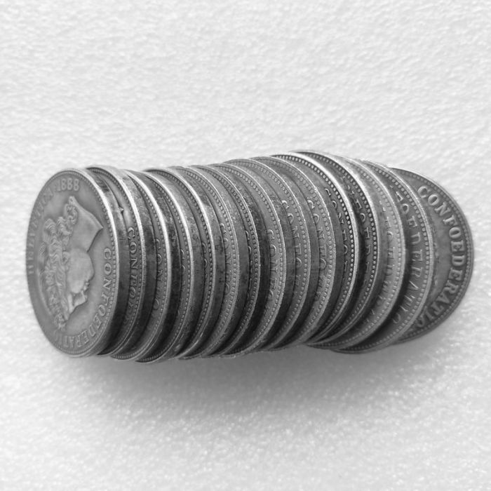 1888-1916 15pcs/lot Switzerland 5 Francs Silver Plated Copy Coin(37mm)