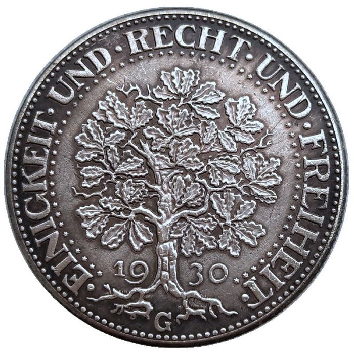 Germany 5 Reichsmark 1930 Silver Plated Copy Coins(36mm) DE43-44