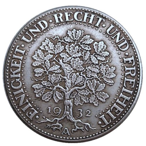 Germany 5 Reichsmark 1932 Silver Plated Copy Coins(36mm) DE43-44