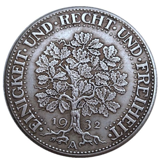 Germany 5 Reichsmark 1932 Silver Plated Copy Coins(36mm) DE43-44