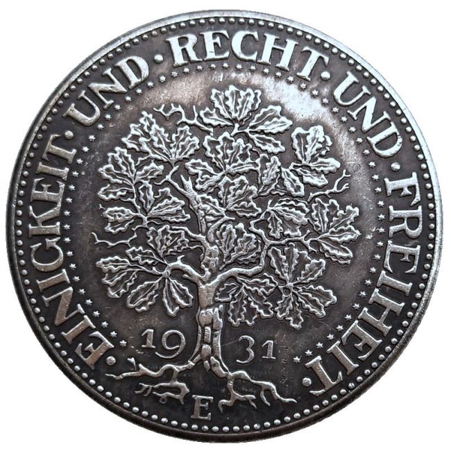 Germany 5 Reichsmark 1931 Silver Plated Copy Coins(36mm) DE43-44